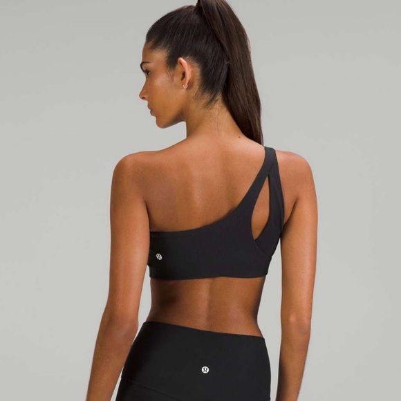 Lululemon Ribbed Nulu Asymmetrical Yoga Bra Size 8 with padding Black - Picture 2 of 16
